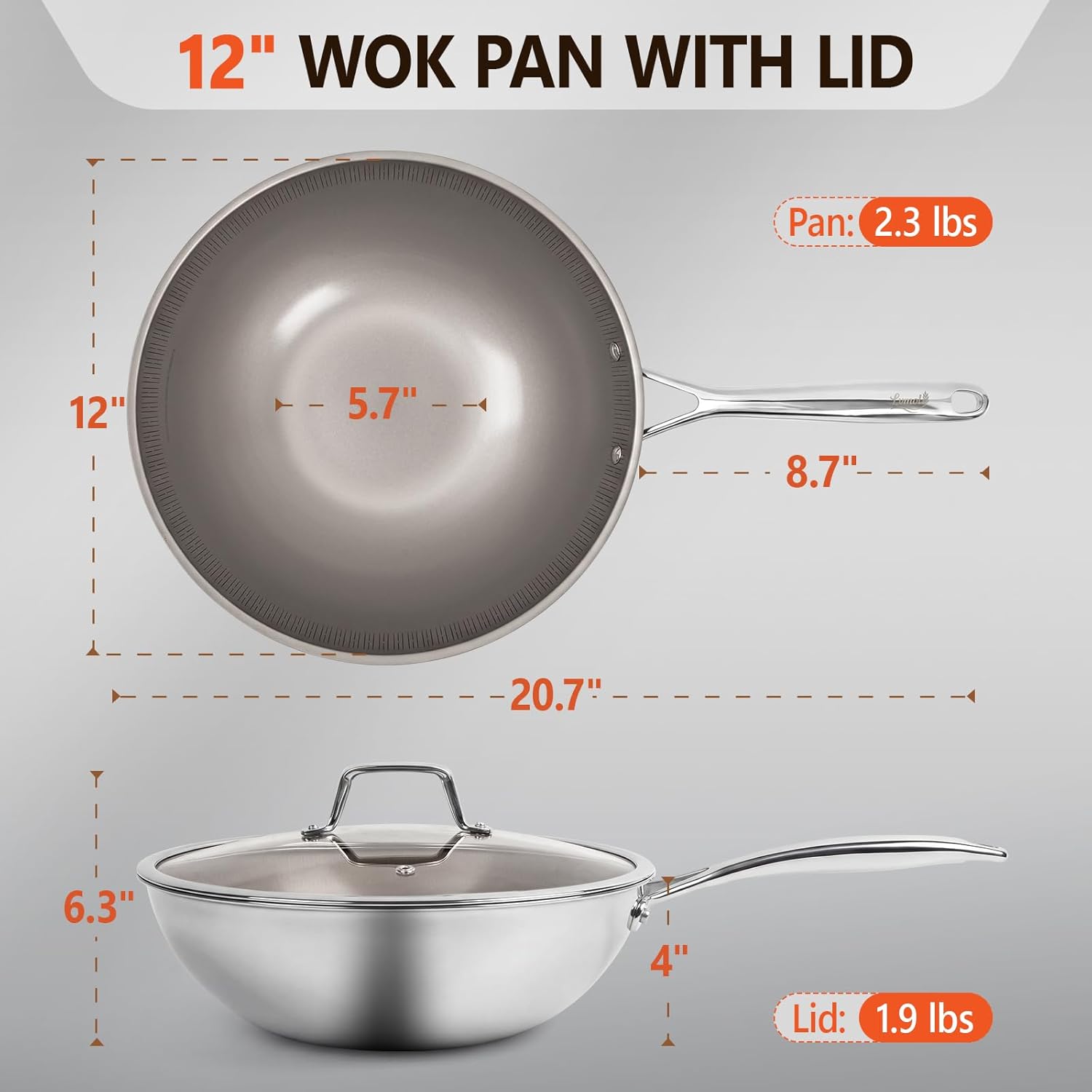 Titanium Wok Pan with Lid – 12