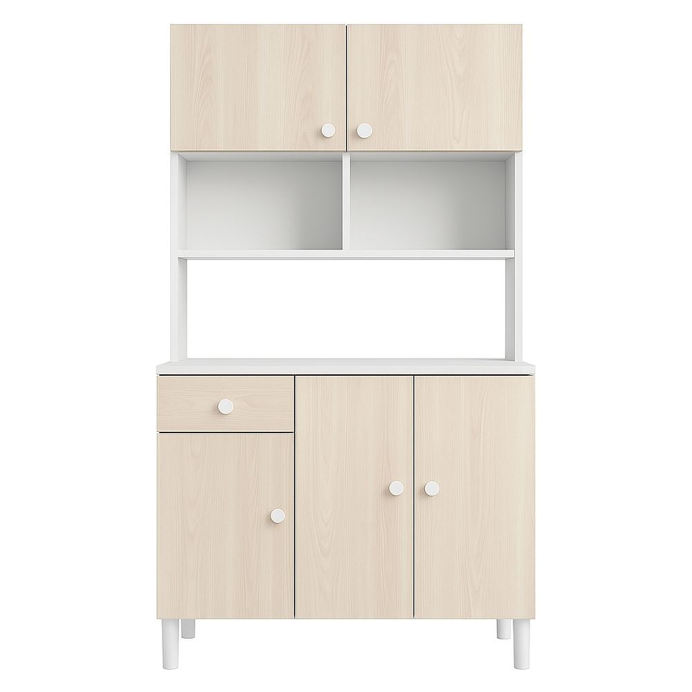 Armario de Cocina Beige/Blanco Madera Almacenamiento Multifuncional