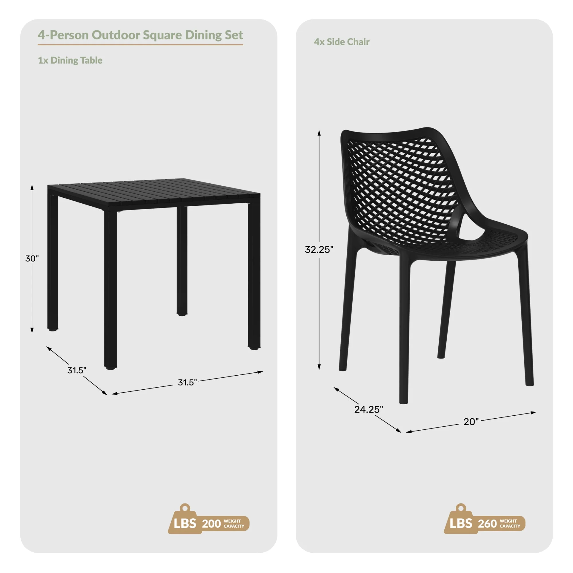 WestinTrends Playa 5-Piece Outdoor Patio Metal Frame Dining Table Set with Stackable Patio Dining Chairs, Olive Green - Image 15