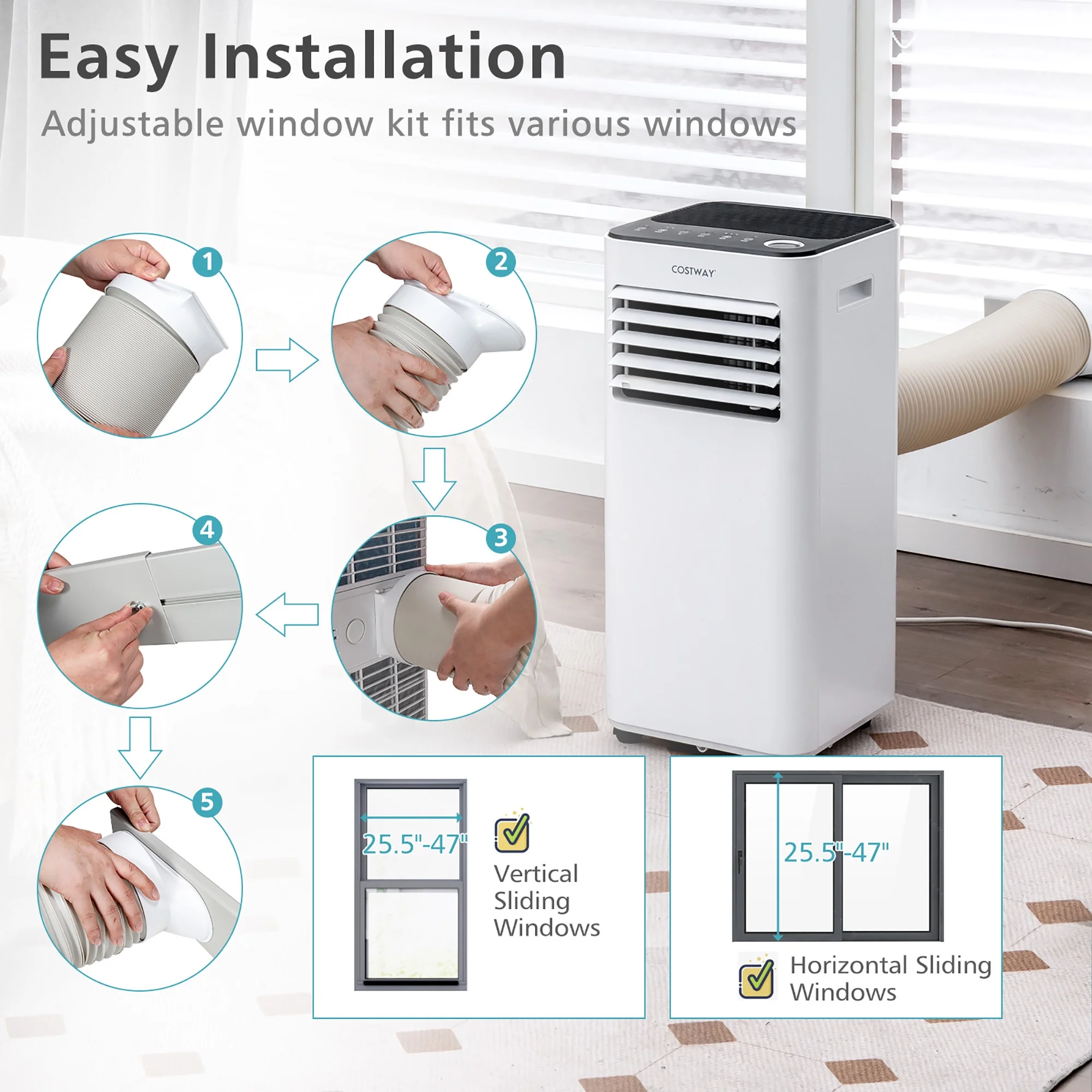 Costway 10000 BTU Portable Air Conditioner 3-in-1 Air Cooler with Fan Dehum Sleep Mode - Image 9