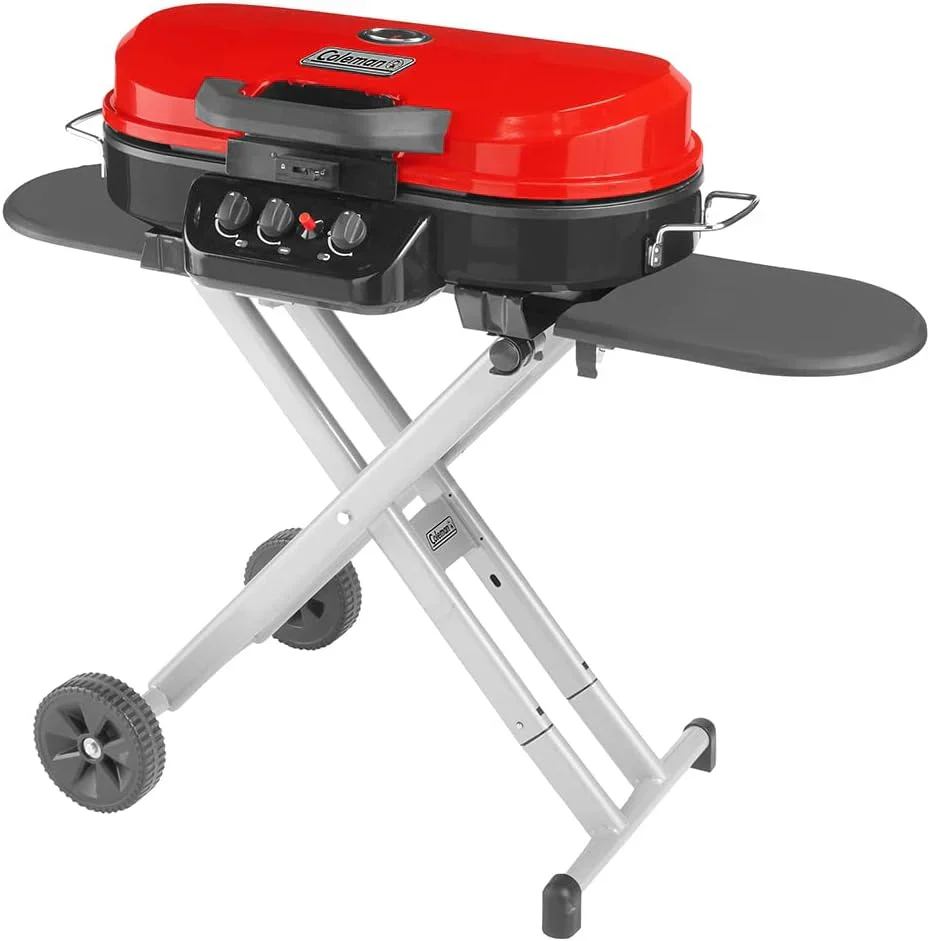 RoadTrip 285 Portable Stand-Up Propane Grill with 3 Adjustable Burners Instastart Ignition 20,000 BTUs