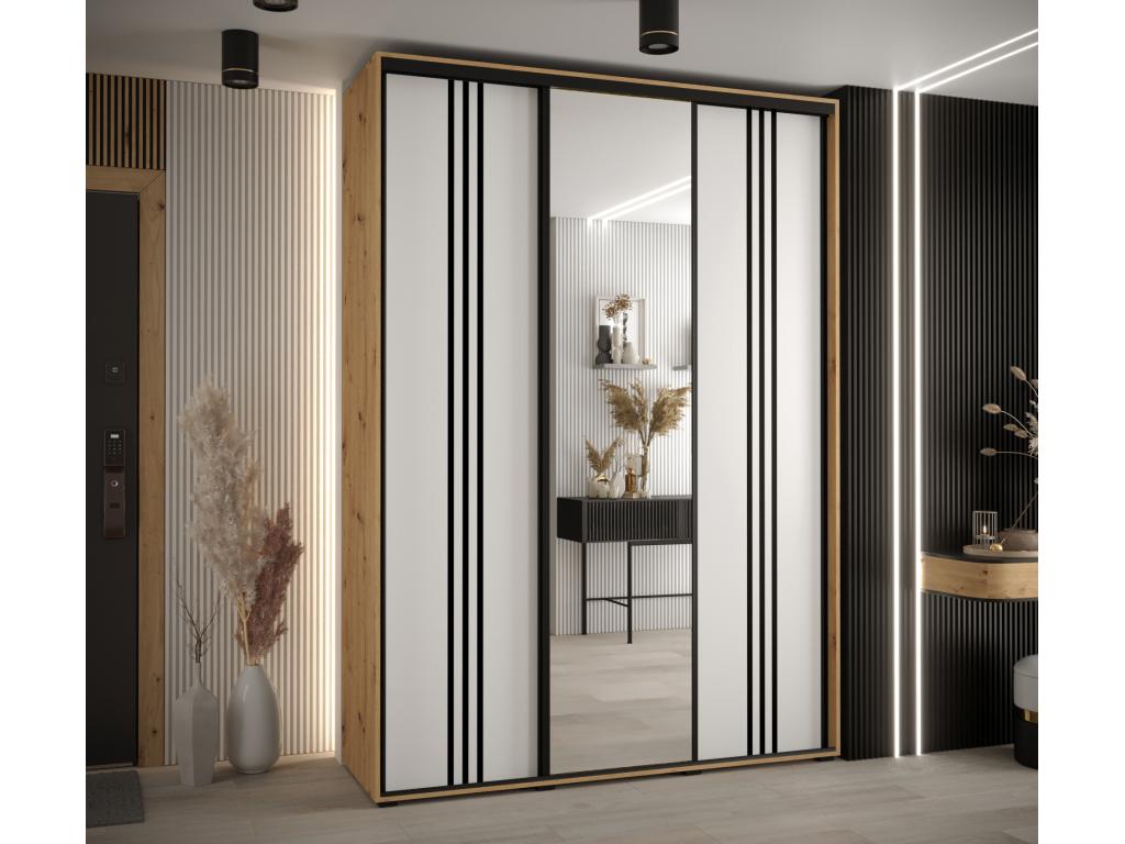 ARMARIO Nestliq 7 DE PUERTAS CORREDERAS 235 - 2/170/45 3 puertas Artisan/Blanco/Negro