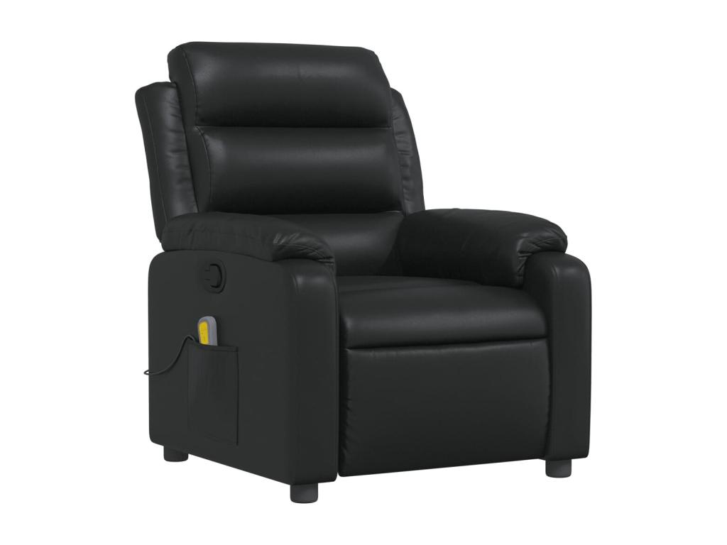 Sillón de masaje reclinable cuero sintético negro