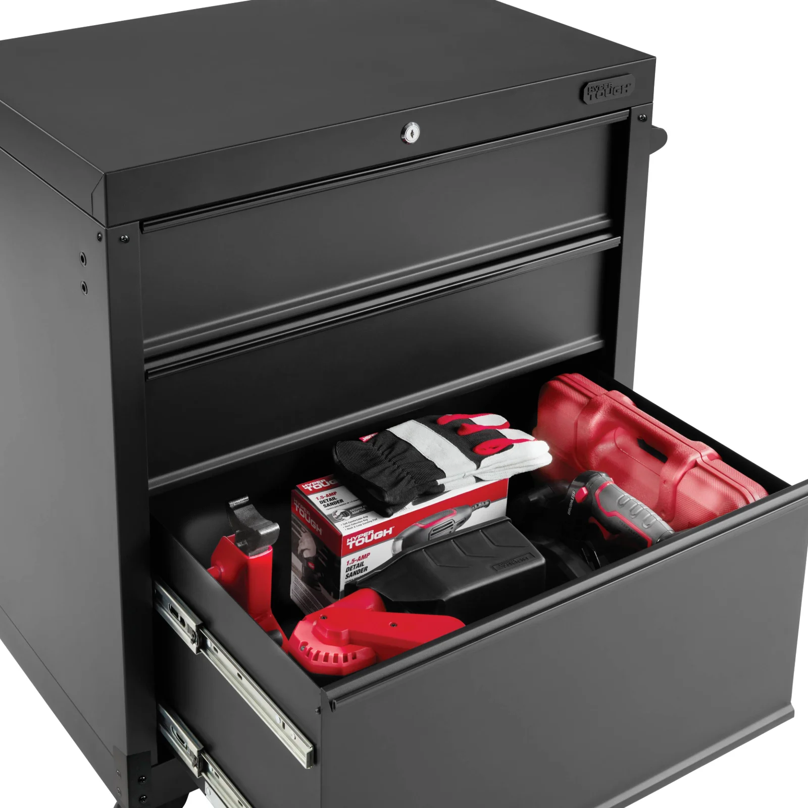 Hyper Tough 27-inch 3-Drawer Rolling Tool Cabinet, Black - Image 2