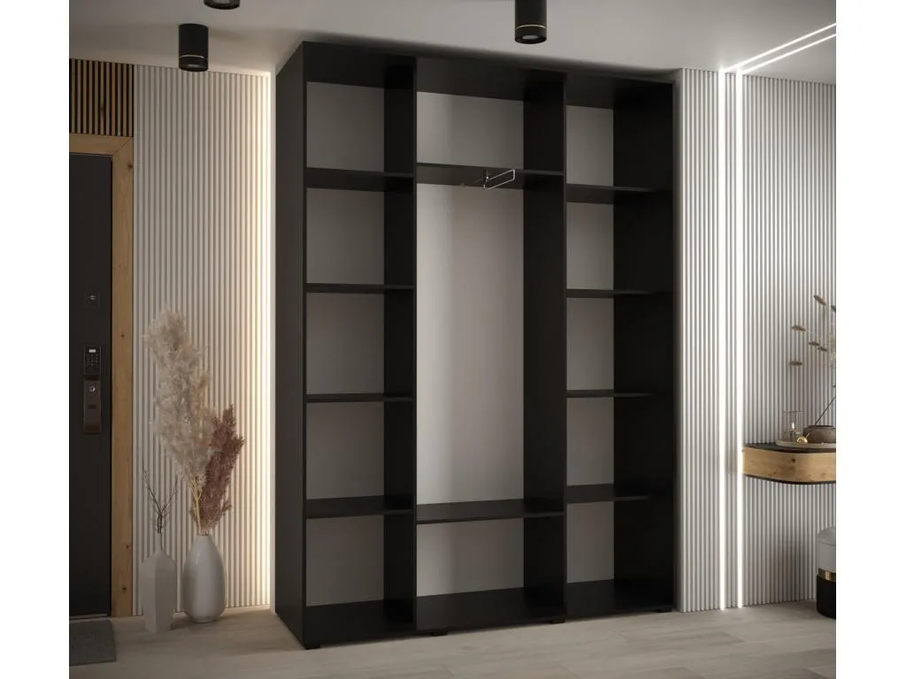 ARMARIO Jmmhogar 1 DE PUERTAS CORREDERAS 235.2/160/45 3 puertas (Negro/Artisan/Plata)
