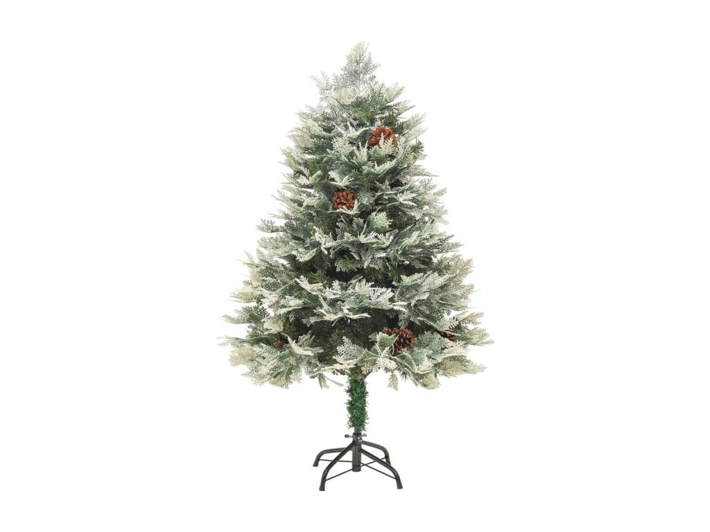Árbol de Navidad con LED y piñas verde PVC y PE 120 cm