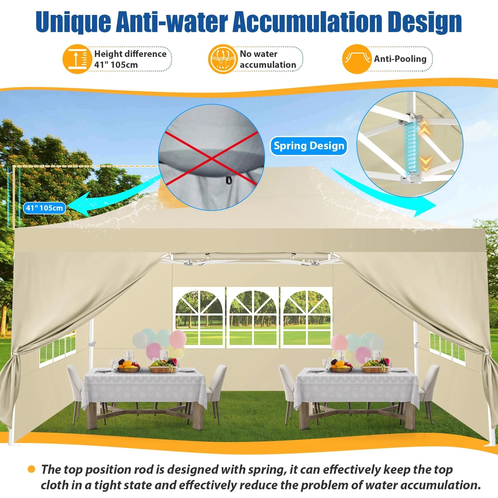 Hoteel 10x15 Heavy Duty Canopy Tent with 4 Sidewalls,Pop up Canopy for Parties Wedding,Commercial Easy up Gazebo with Roller Bag,UV 50+ &,Black