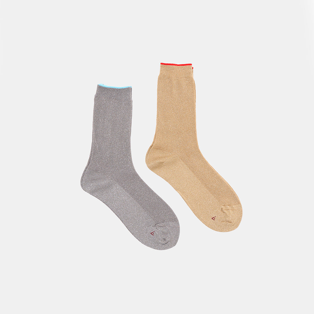 Babaco - Lot de 2 Paires de Chaussettes tiptoe - Or & Argent