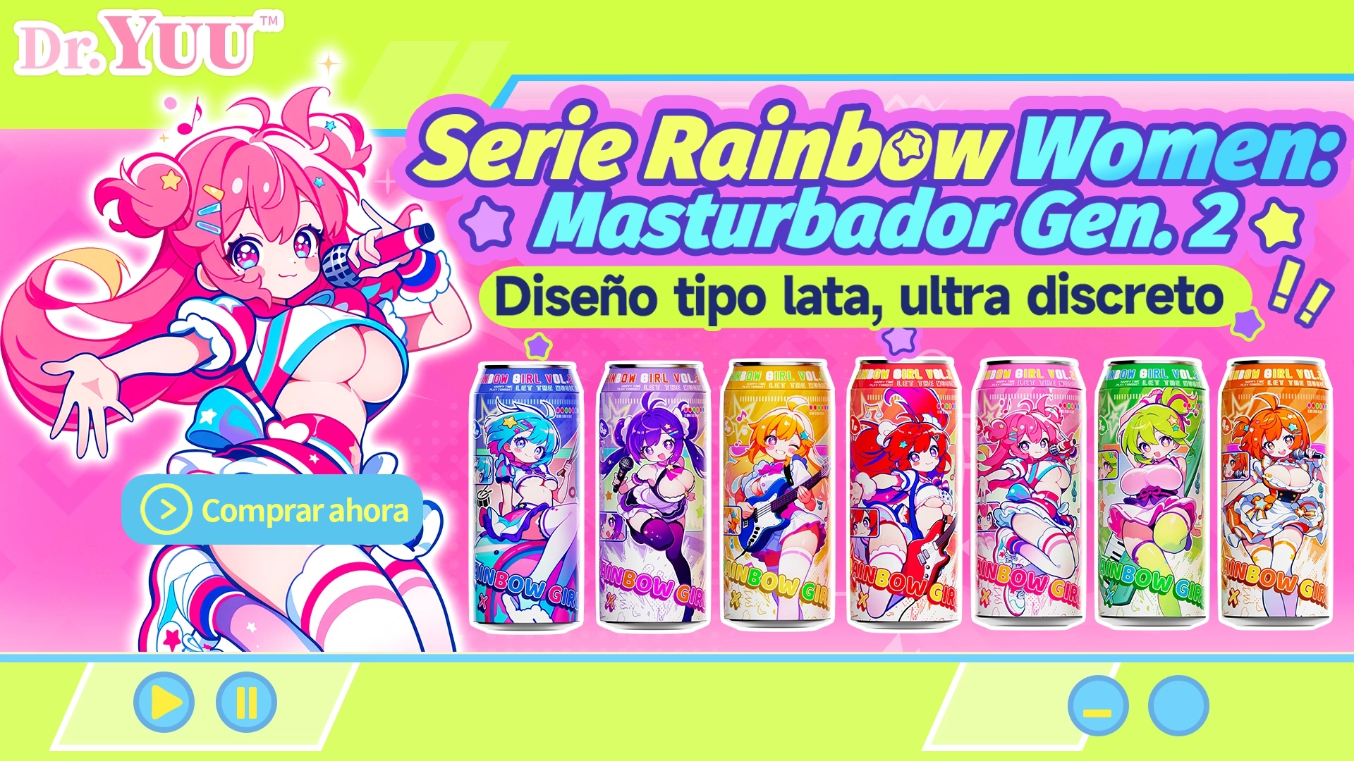 Serie Rainbow Women Gen.2, masturbador tipo lata con diseño discreto y nuevos colores.