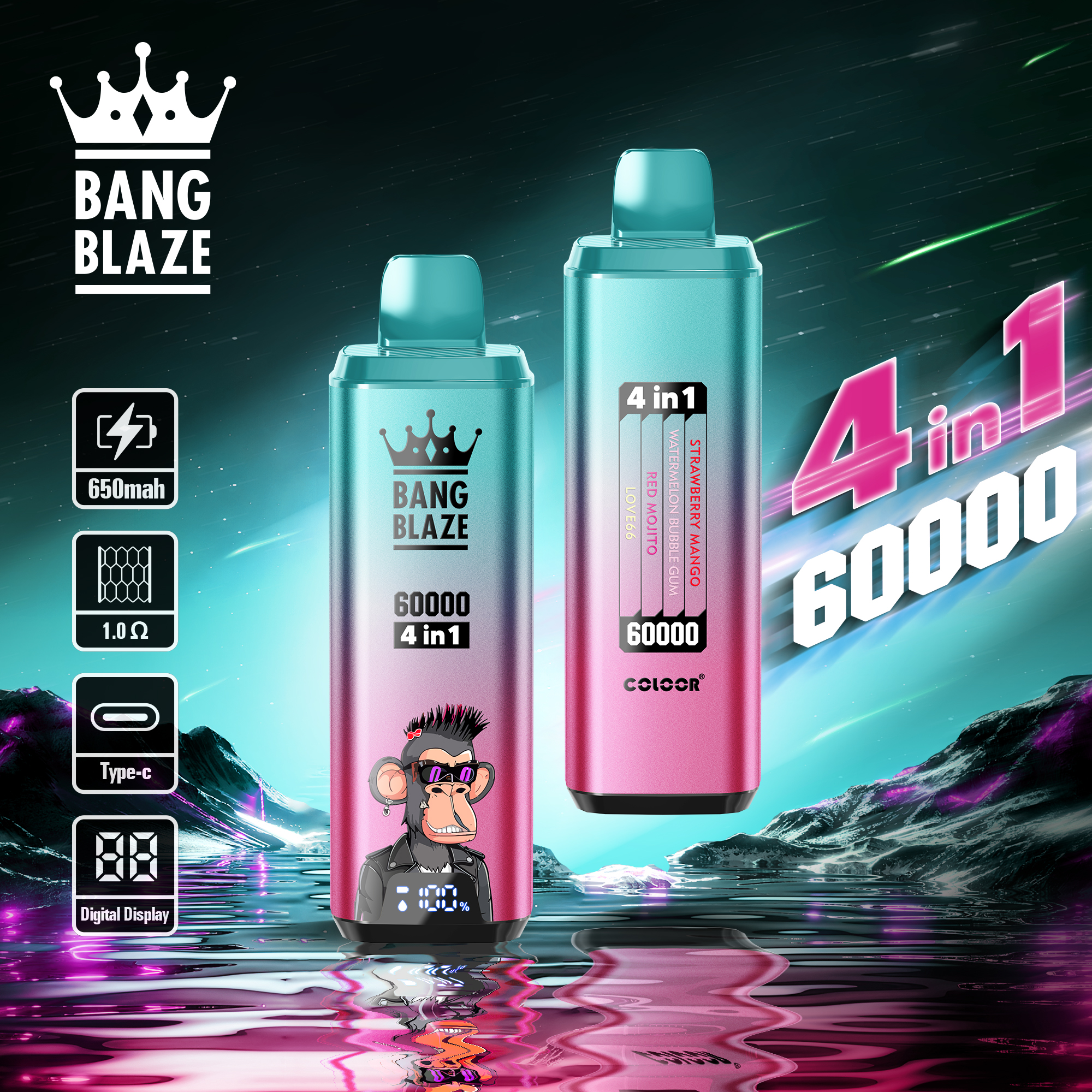 Bang Blaze 60000 Puffs 4in1 Smart Display Vape