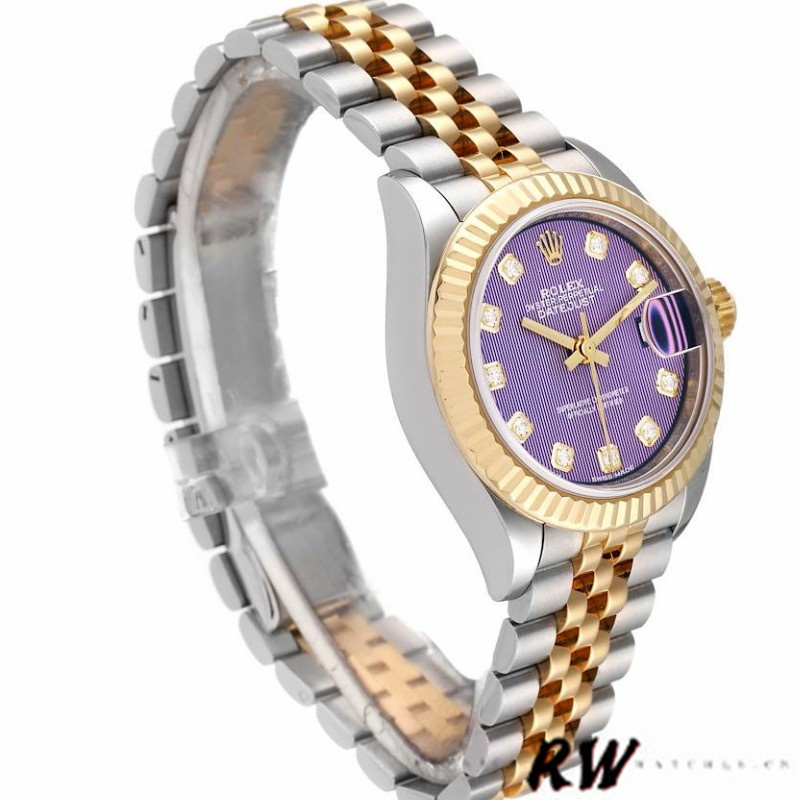 Rolex Datejust 279173 Lavender Purple Diamond Dial Fluted Bezel 28mm Lady Replica Watch