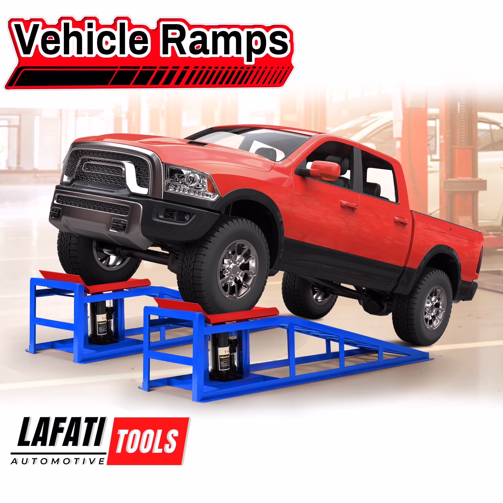 Lafati 2-Pack Hydraulic Car Ramps: Heavy-Duty Vehicle Ramps with 5T / 10000lbs Jack Load Capacity, Portable Design for Effortless Oil Changes and Car Lifts - Image 7