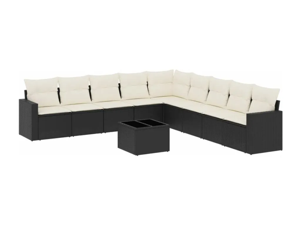 Set de sofás de jardín 8 piezas y cojines ratán sintético negro 87524TFOB