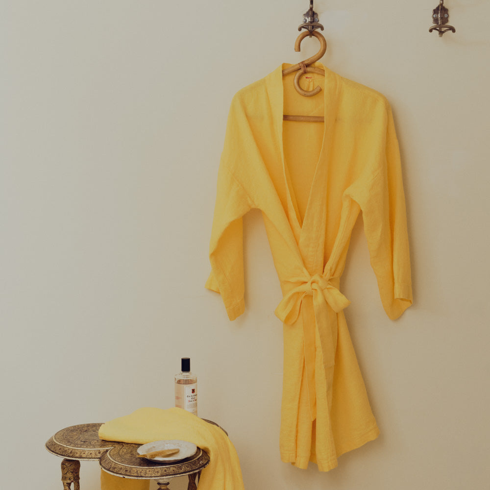 Peignoir en lin - Jaune Citronnade