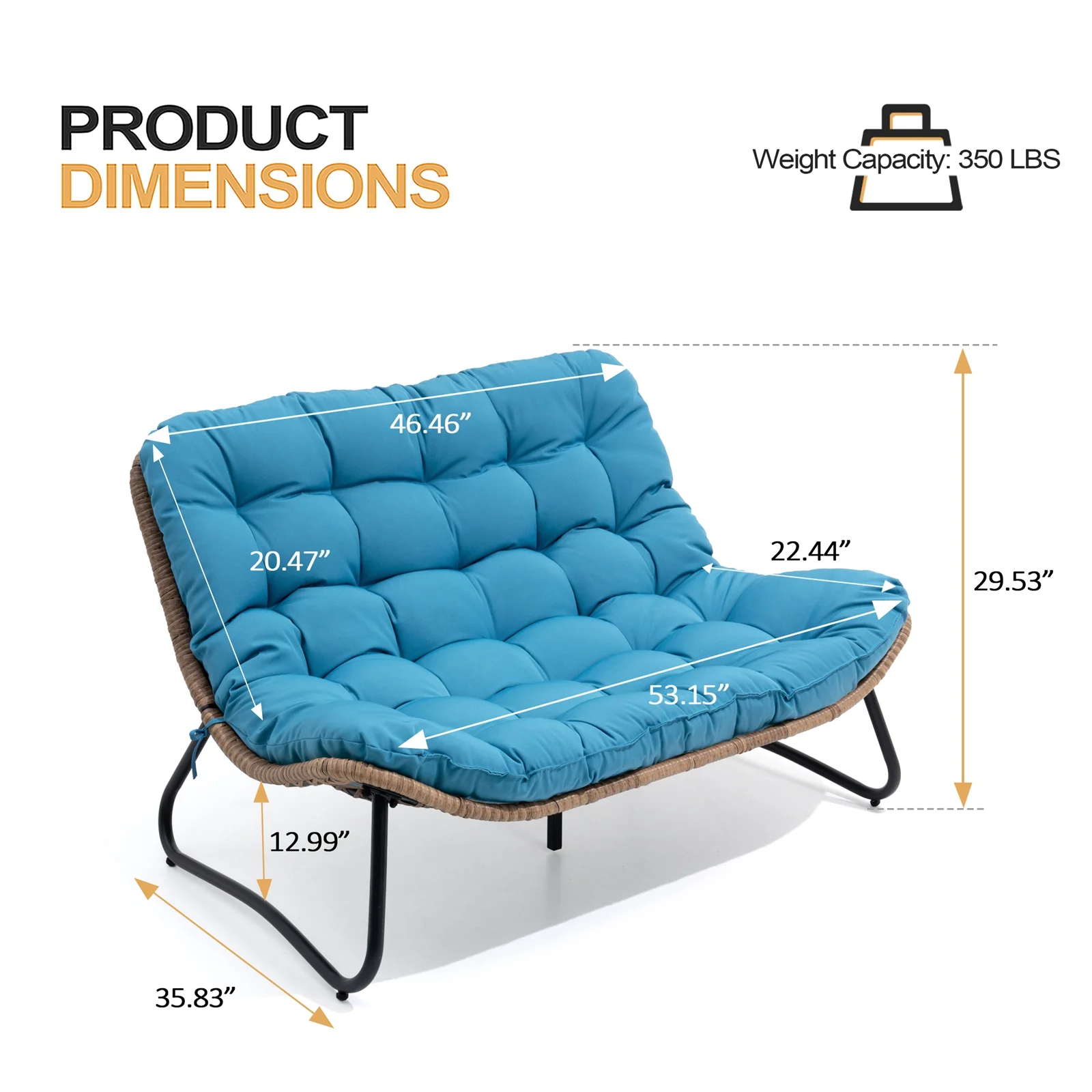 Crestlive Products Patio Loveseat, All-Weather Rattan Large Furniture with Soft Cushions, Outdoor Loveseat for Balcony, Poolside, Backyard (Beige) - Image 17