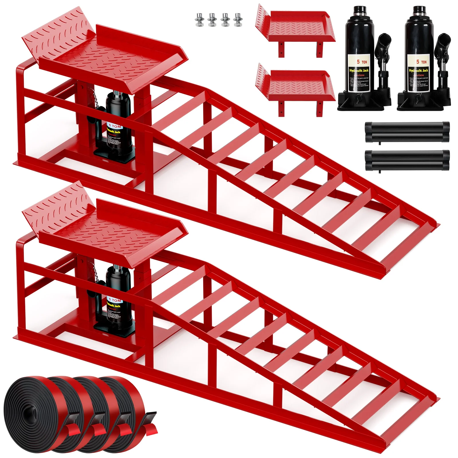 Lafati 2-Pack Hydraulic Car Ramps: Heavy-Duty Vehicle Ramps with 5T / 10000lbs Jack Load Capacity, Portable Design for Effortless Oil Changes and Car Lifts - Image 2