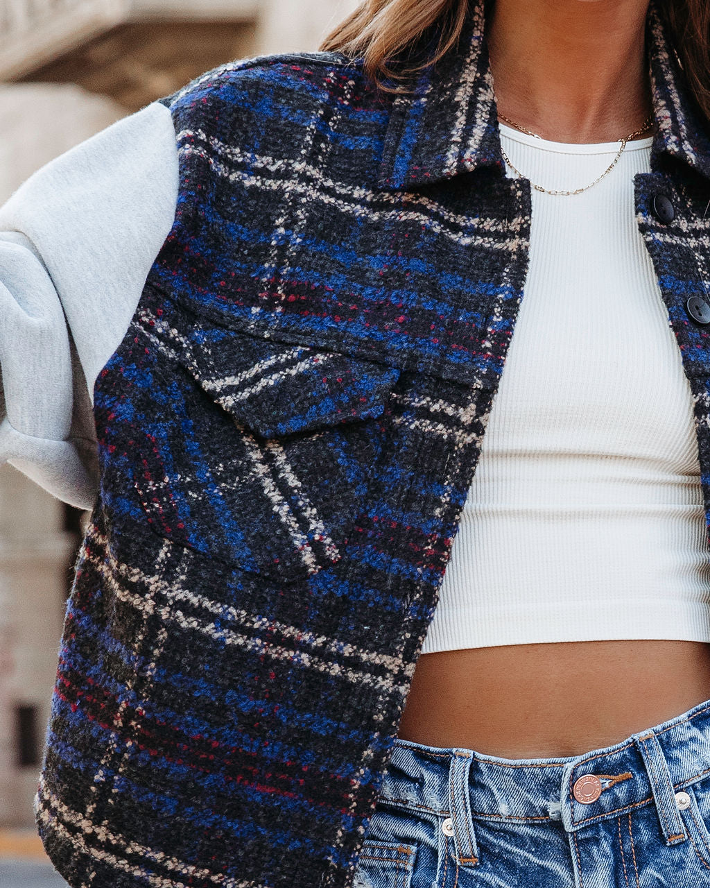 Hayes Plaid Contrast Jacket - Se7enfashion