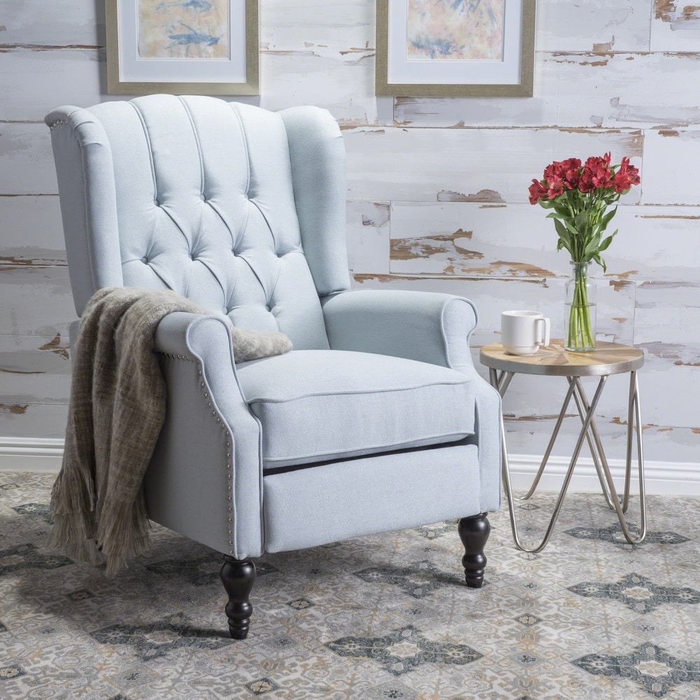 WAYFAIR Walter Tufted Fabric Wingback Recliner Club Chair By Christopher Knight Home