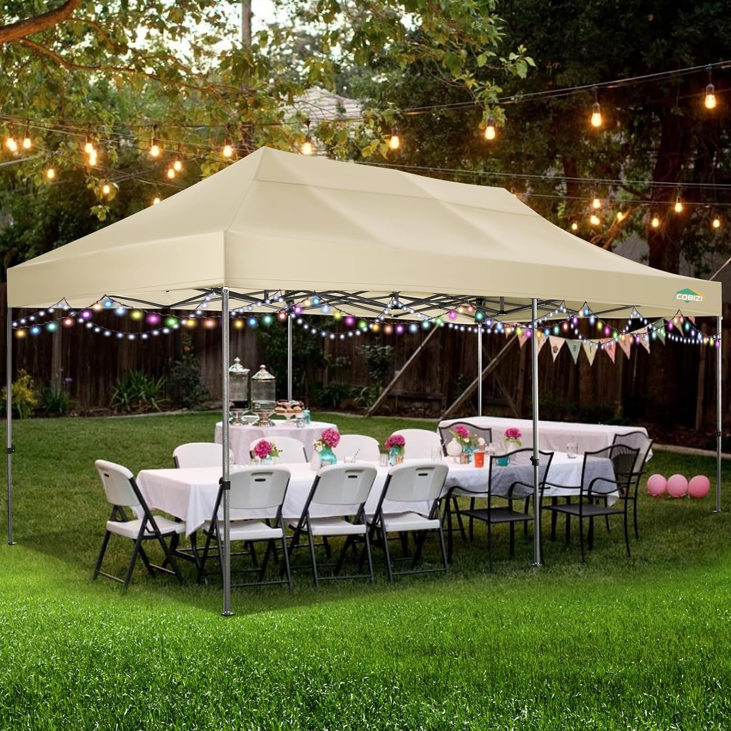 COBIZI 10x20 Heavy Duty Pop up Canopy Tent 6 sidewalls Commercial Canopy Wedding Party Tents