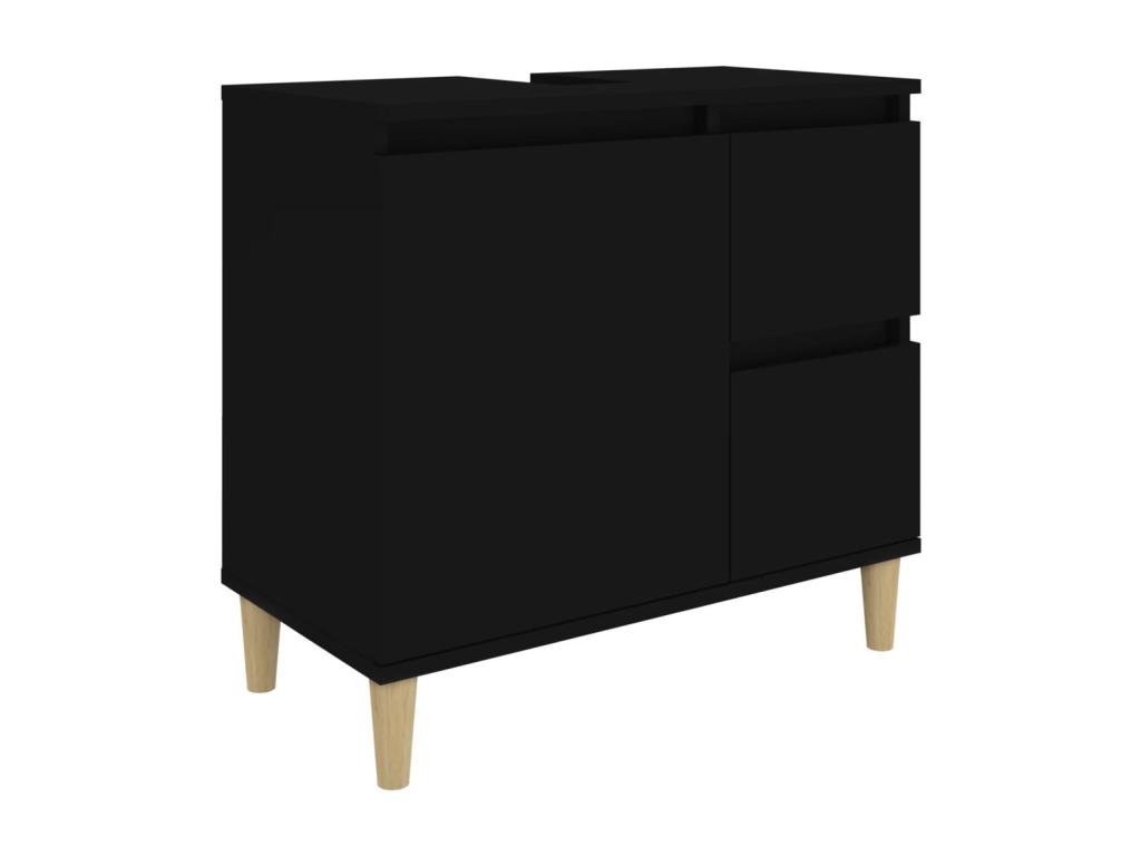 Armario de baño madera contrachapada negro 65x33x60 cm
