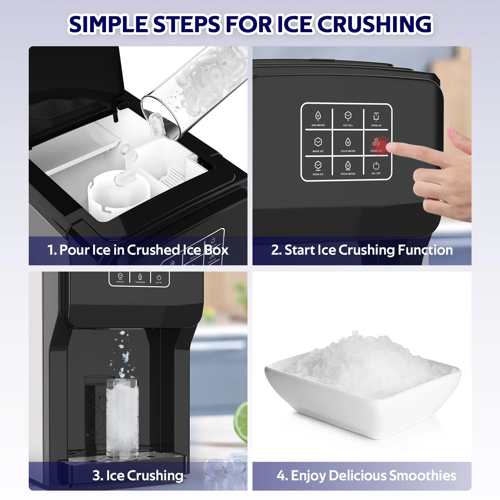 Advwin 3 in 1 Water Dispenser with Ice Maker Countertop, Bullet Ice, Crushed Ice, Water Cooler, 44Lbs/24H, 12 Ice Cube/6Min, Self-cleaning, 4Lbs Ice Storage, Home, Kitchen, Party, RV - Image 17