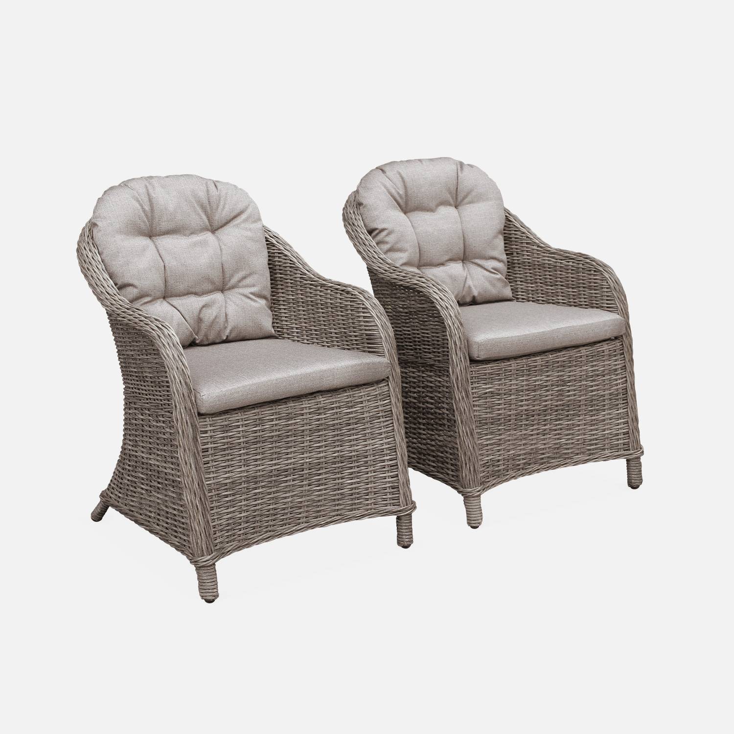 Lecco - Sillón de jardín redondo de resina trenzada, set de 2