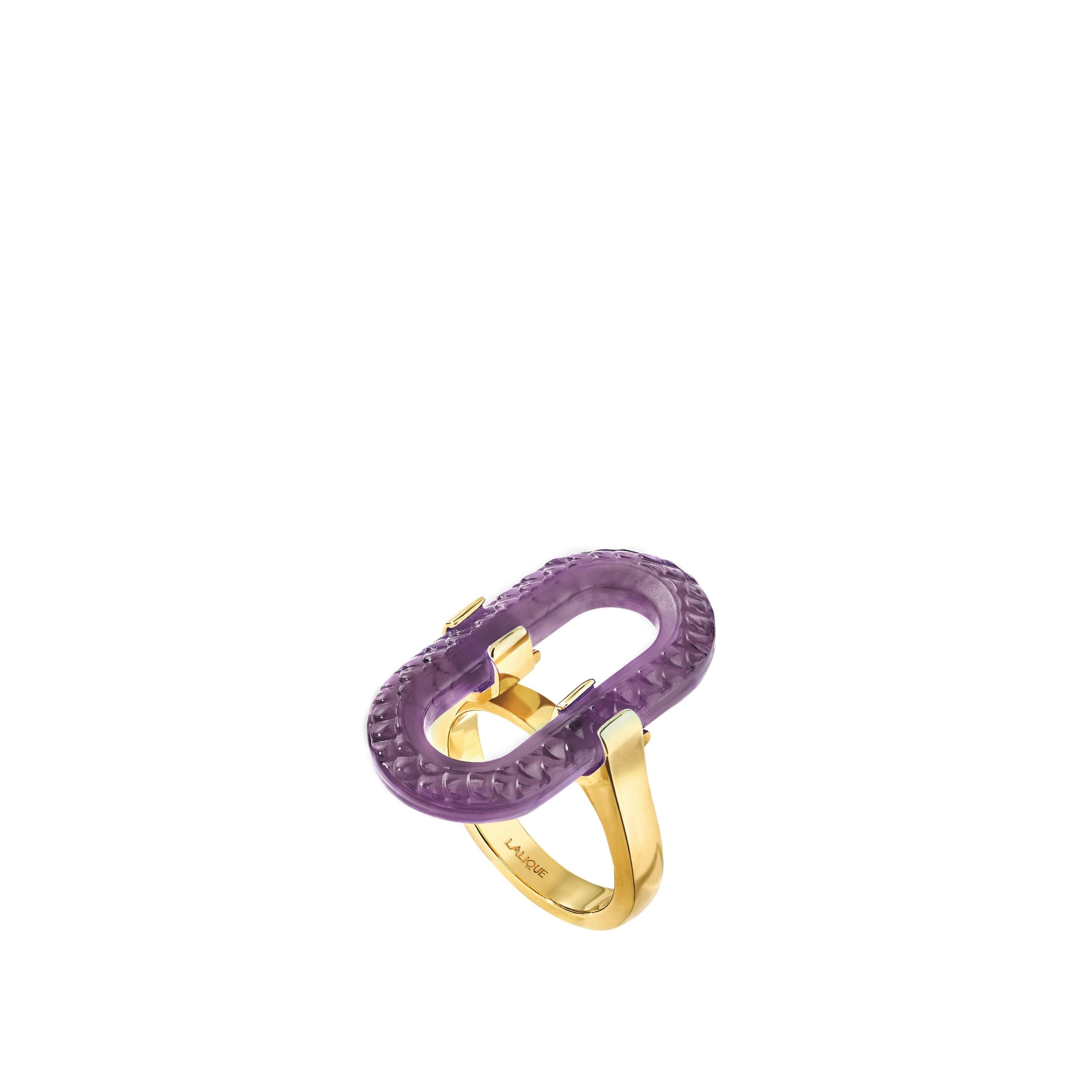 BAGUE EMPREINTE ANIMALE - CRISTAL VIOLET CRÉPUSCULE, PLAQUÉ OR JAUNE 18 CARATS