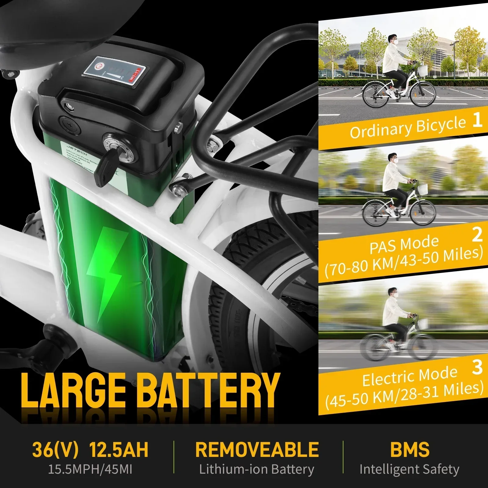 PEXMOR Adult Electric Bike 350W Peak 500W 36V 12.5AH 26in Cruiser - Image 2 PEXMOR Adult Electric Bike 350W Peak 500W 36V 12.5AH 26in Cruiser - Image 2