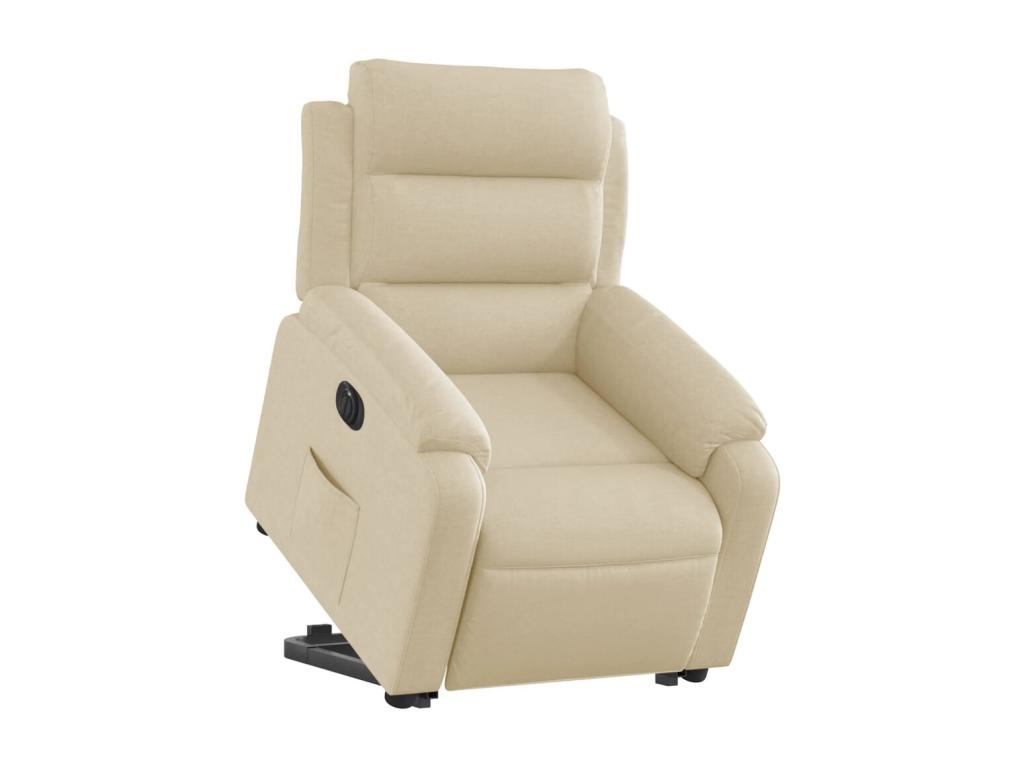 Sillón eléctrico reclinable elevable de tela color crema