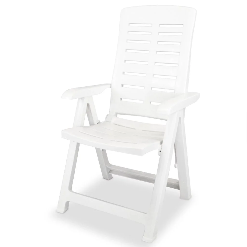 vidaXL Reclining Patio Chairs Outdoor Stack Dining Chair with Armrest Plastic - Image 30