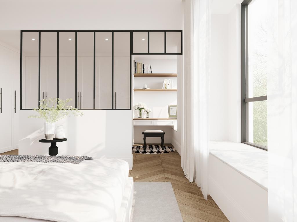 Cristalera estilo taller con travesaño de aluminio termolacado - Ancho 180 x Alt. 130 + Ancho 83 x Alt. 40 cm - Negro - BAYVIEW