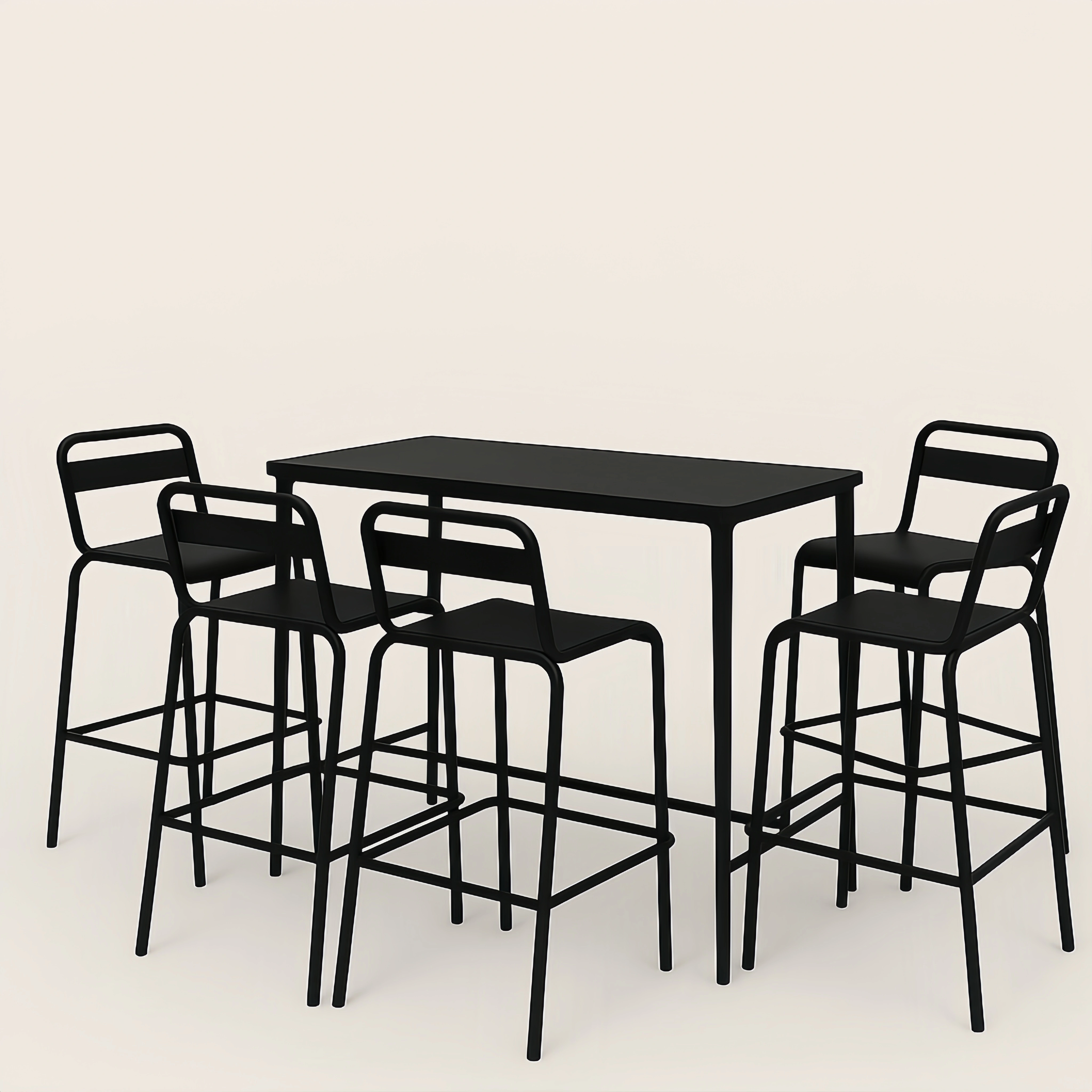 Conjunto Mesa Alta y Taburetes Negro Metal Exterior
