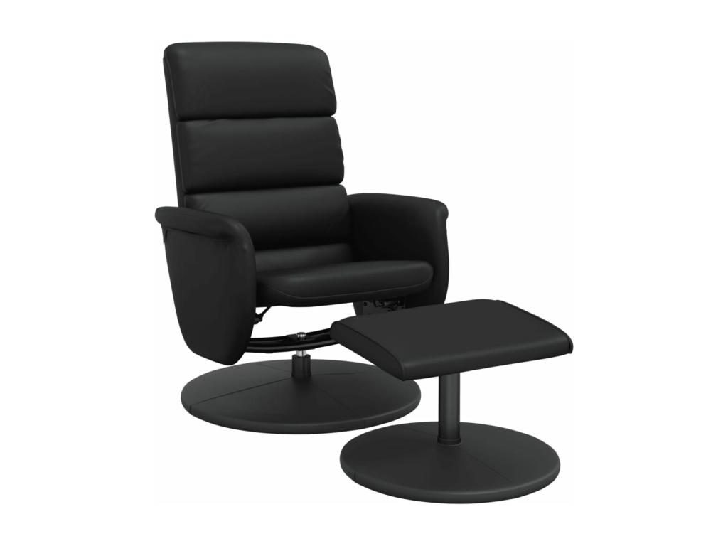 Sillón reclinable con reposapiés cuero sintético negro