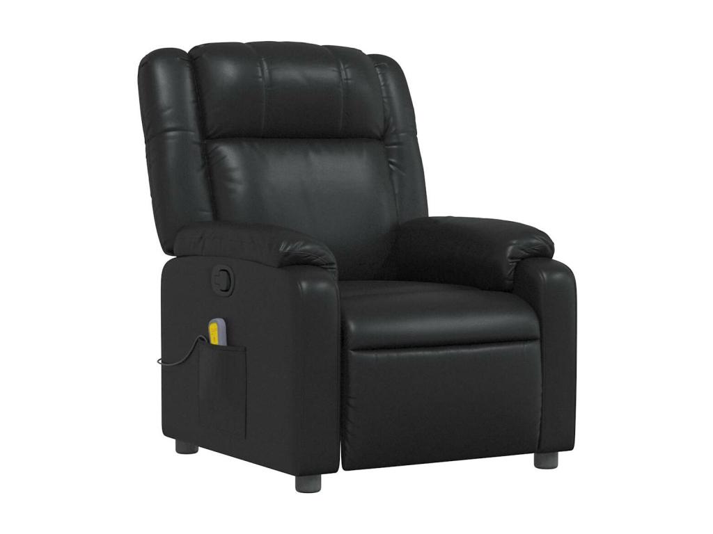 Sillón de masaje reclinable cuero sintético negro