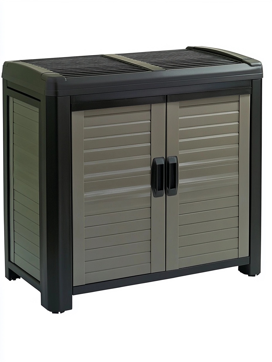 Armario de almacenamiento exterior/interior gris vinilo con puertas 102x37x84 cm