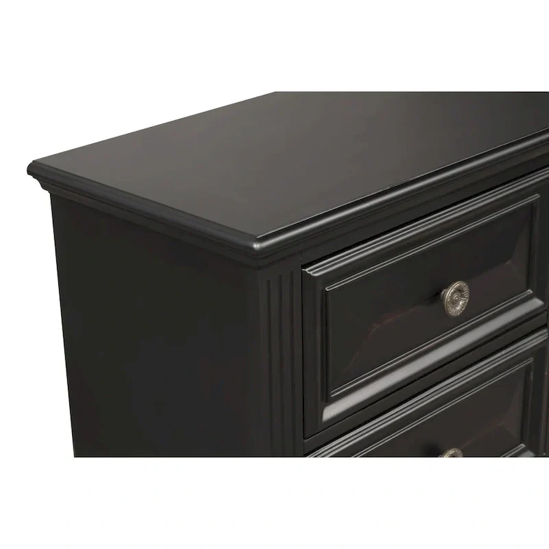 Roundhill Furniture Renova Vintage Black Wooden Bedroom Collection