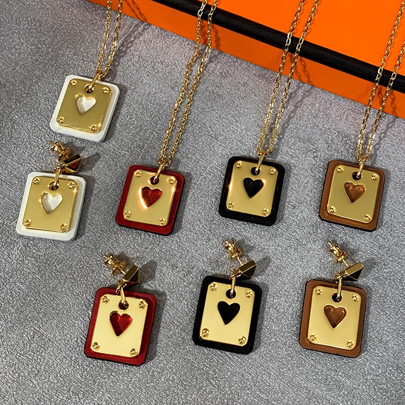 Hermes Cowhide Leather Square Tag Earrings - Original Replica Club