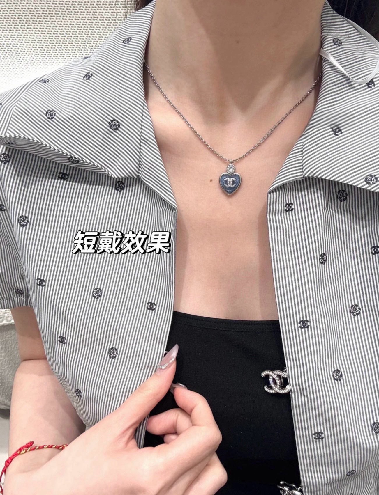 Chanel Blue Love Heart Necklace and Earrings - Original Replica Club