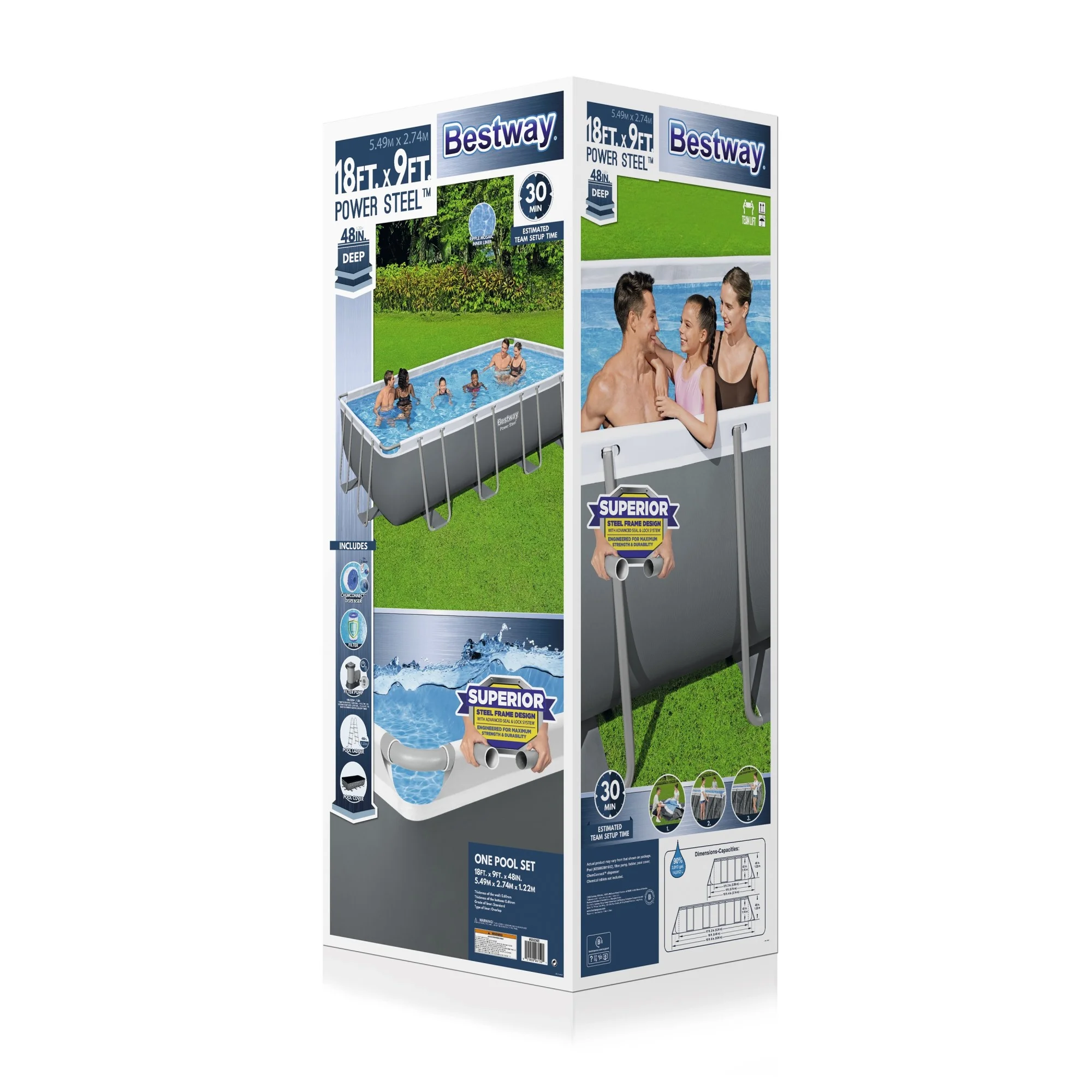 Bestway 24' x 12' x 52" Rectangular Frame Above Ground Swimming Pool Set - Image 46