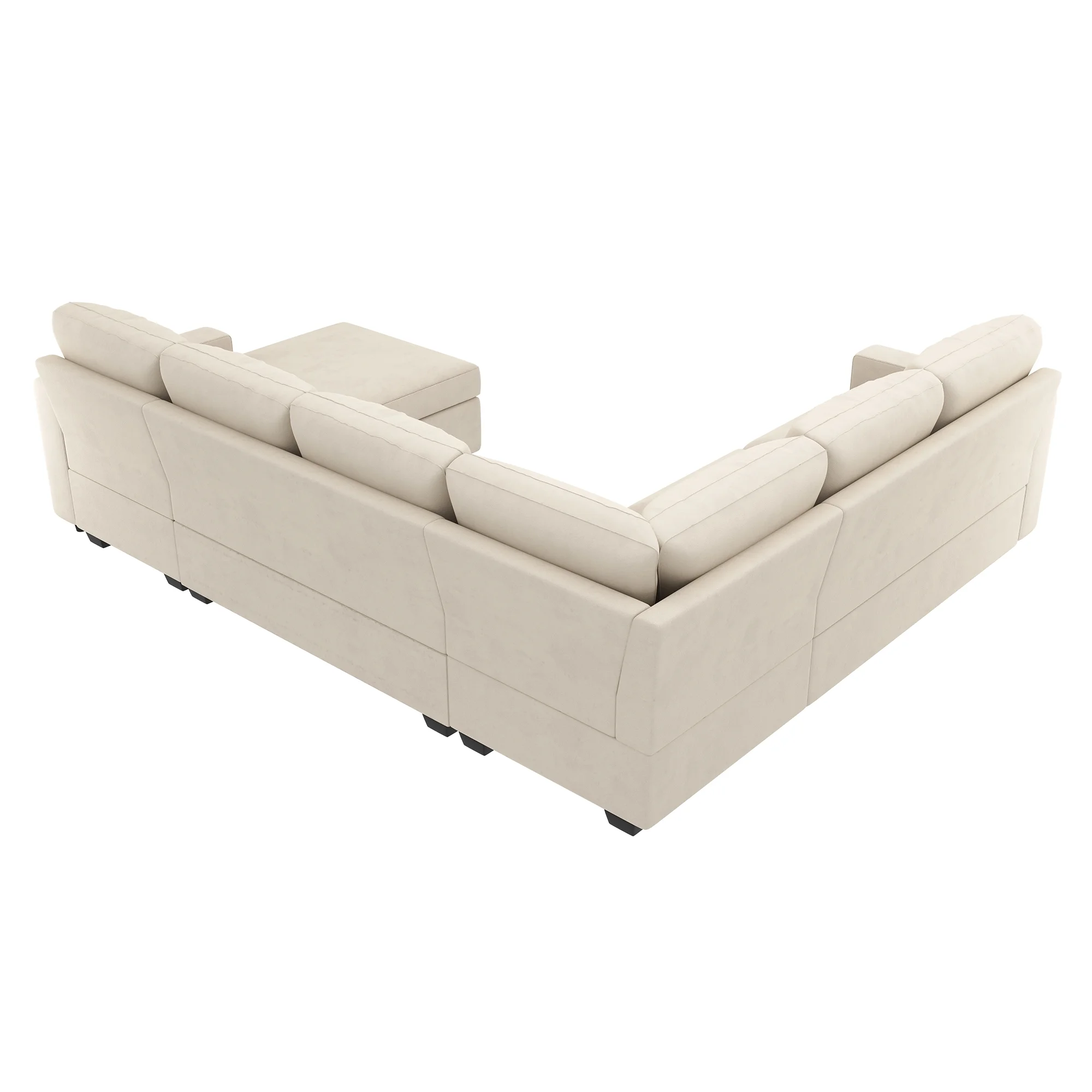 HONBAY Modular Sectional Pull-Out Sofa Bed with Storage Velvet U-Shaped Convertible Sleeper Sofa for Living Room, Blue - Image 36