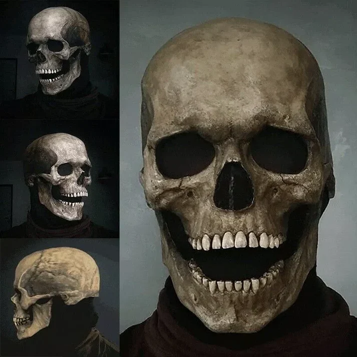 Movable Jaw Realistic Full Head Skull Mask - Human Skeleton Mask for Halloween Party - Image 2 Movable Jaw Realistic Full Head Skull Mask - Human Skeleton Mask for Halloween Party - Image 2