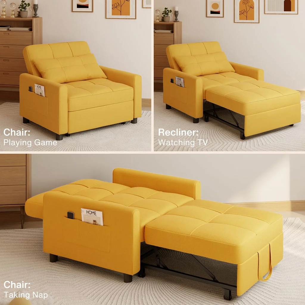 Convertible Sleeper Chair, Aiho 3-in-1 Convertible Sofa Bed Recliner Chair with Pull Out Couch - Dark Gray - Image 17