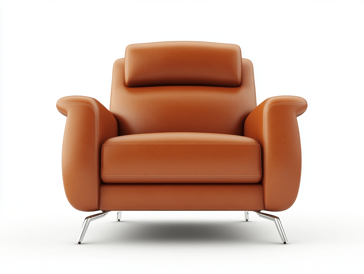 Sillón moderno de cuero sintético con patas de acero inoxidable - Cuero sintético - Acero inoxidable - Estilo contemporáneo