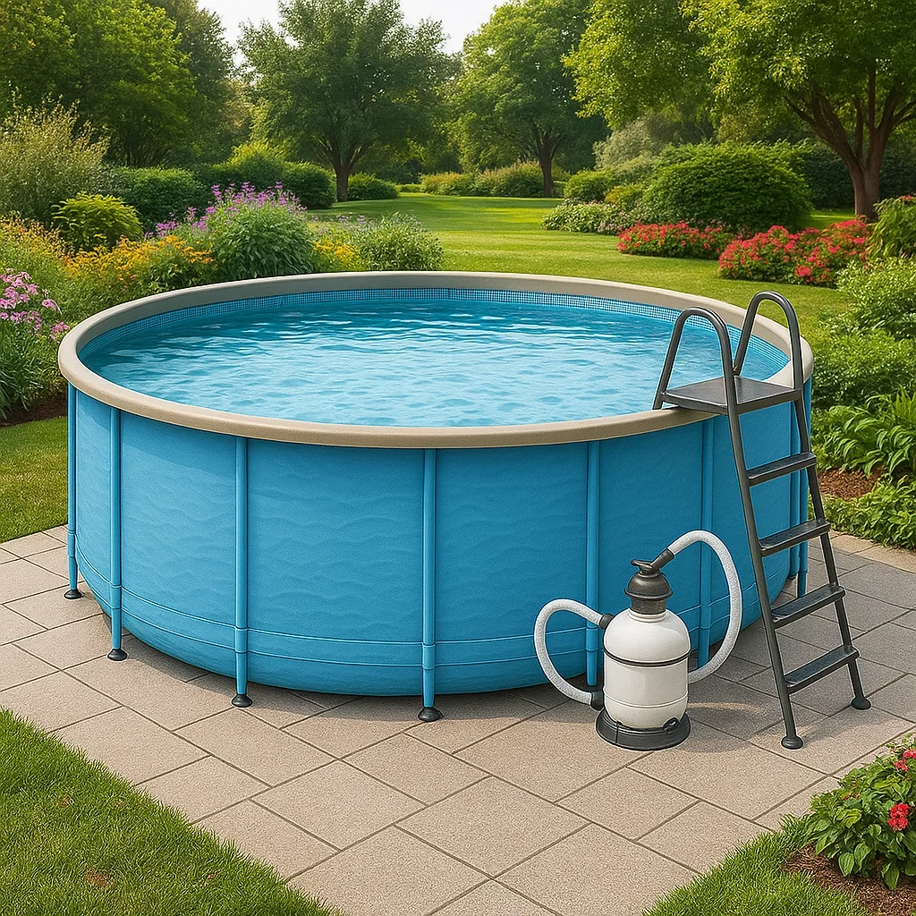 Piscina tubular redonda desmontable acero 448x105 cm color azul con filtro y escalera WsIJnfS292YN