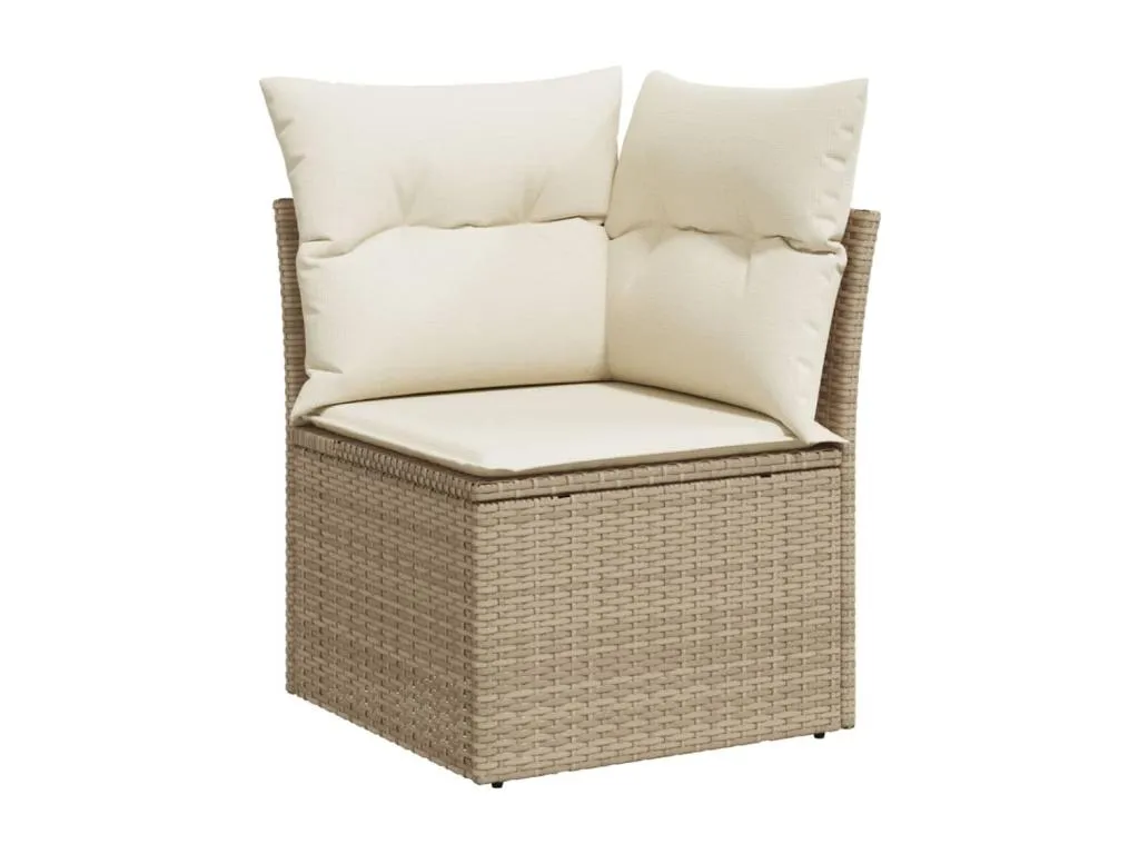 Set de sofás de jardín 11piezas con cojines ratán sintético beige