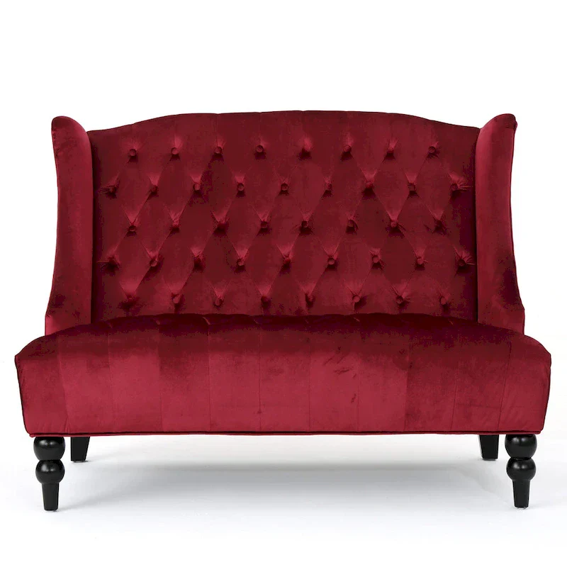 Christopher Knight Home Leora Contemporary Glam Tufted Velvet Wingback Loveseat