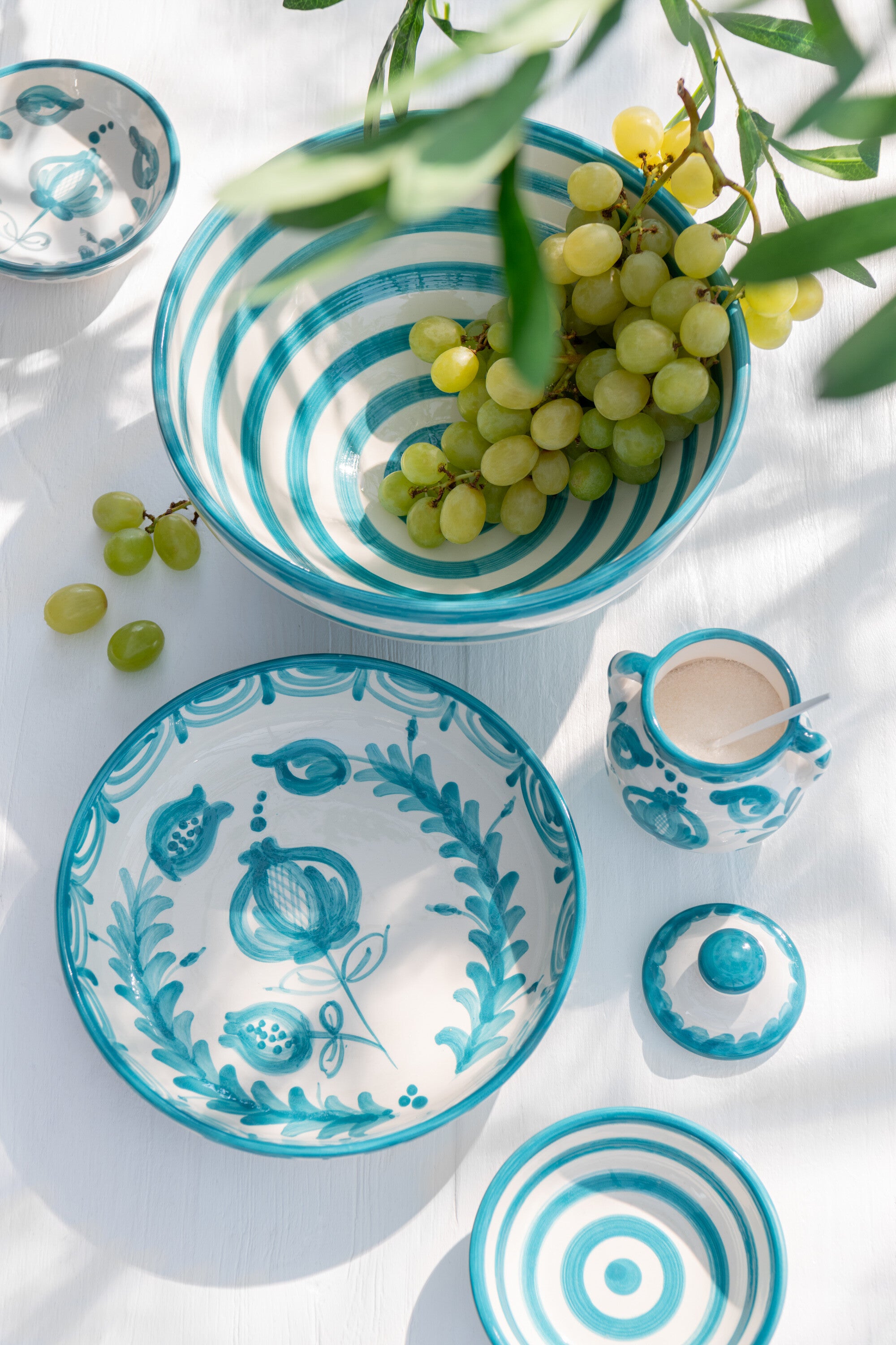 J-Line kom Lebrillo Granada Stripes - keramiek - wit aqua