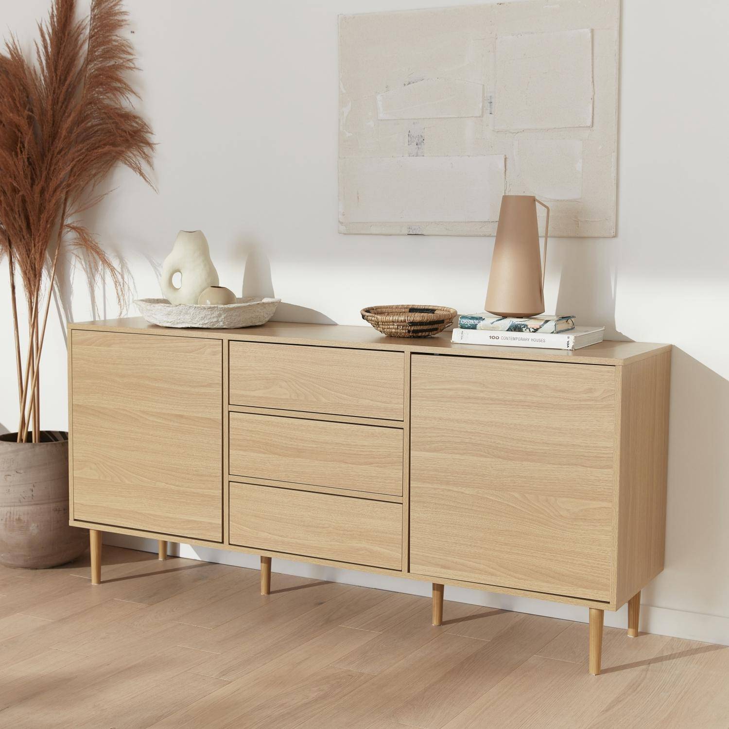 Mika - Aparador de efecto madera con 2 puertas, 160cm