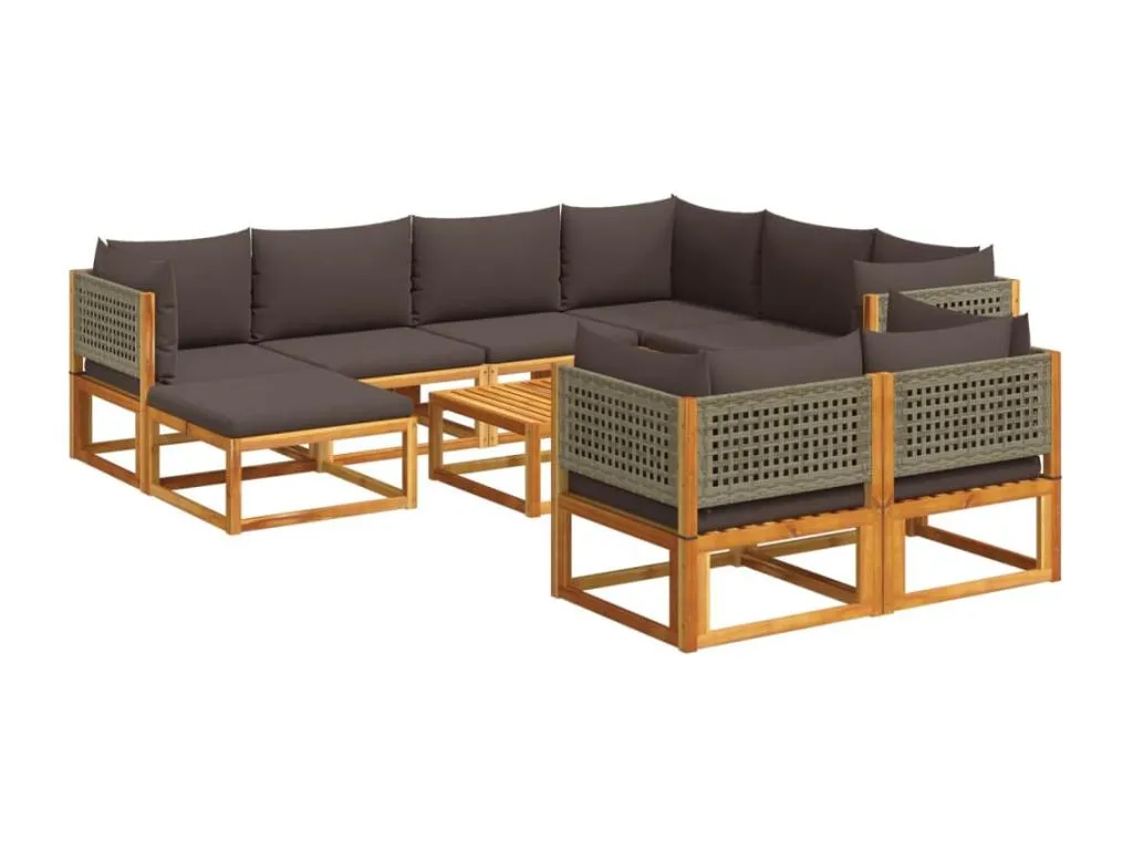 Set de sofás de jardín con cojines 10 pzas Vivircalido maciza Vivircalido epoa29597