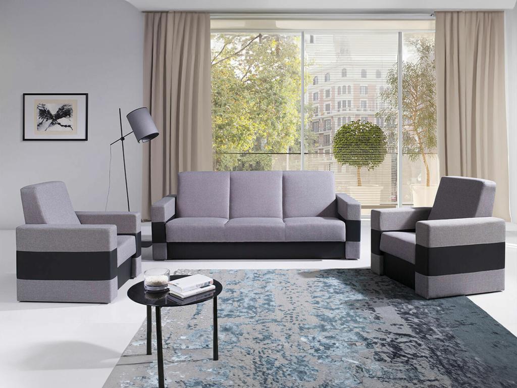 Sillón Cozetiq 170 - Gris - 90x82x80cm - Cuero ecológico y Tapiz - Patas Plástico
